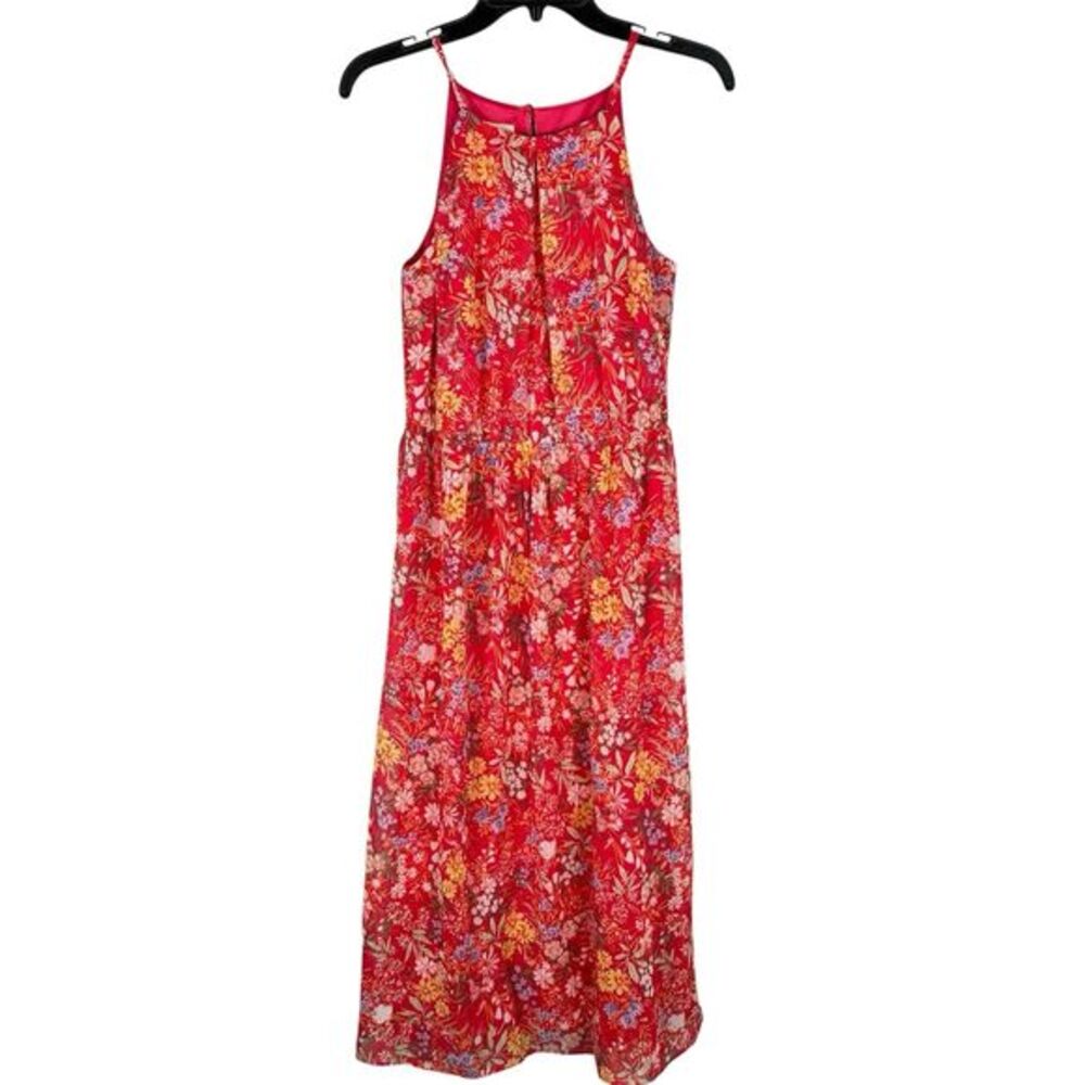 Stitch Fix Womens Midi Dress Red Floral Boho NWOT Sz‎ S Beachy Vacation Resort